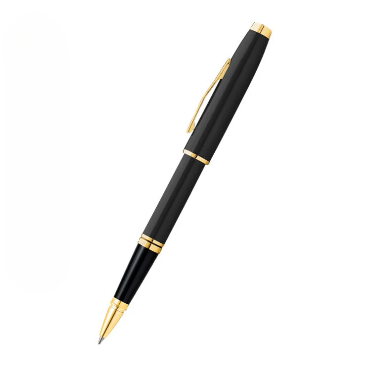 Coventry Classic Black Lacquer with Gold Tone Appointments Rollerball Pen (Blue Ink) 