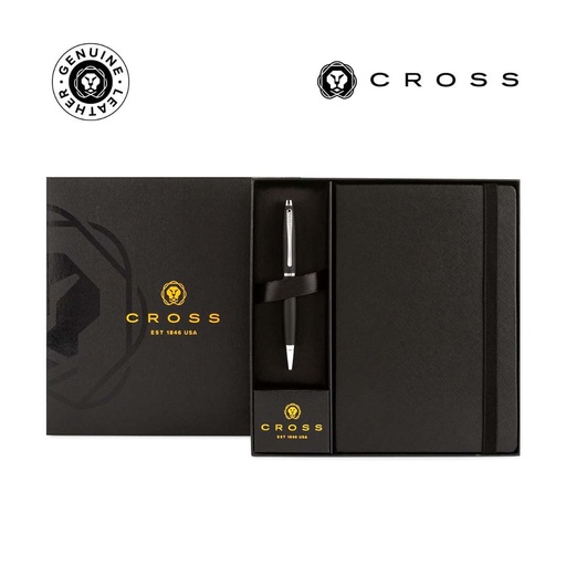 [GSCR 6563] Cross Click™ Chrome Ballpoint Pen & A5 Hardcover Notebook Gift Set - Black