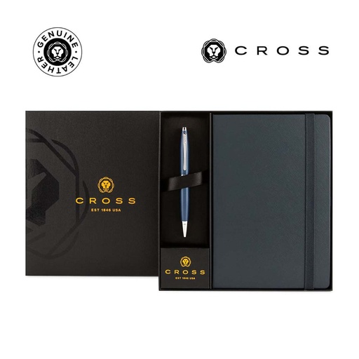 [GSCR 6566] Cross Calais™ Ballpoint Pen & A5 Hardcover Notebook Gift Set - Navy Blue